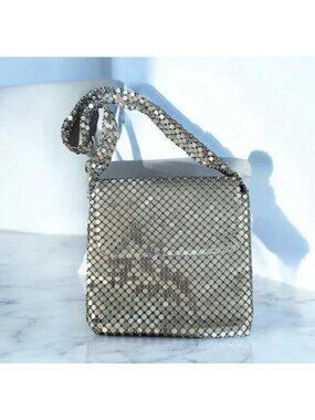 MESH Chain Silver Cocktail Disco Shoulder Bag